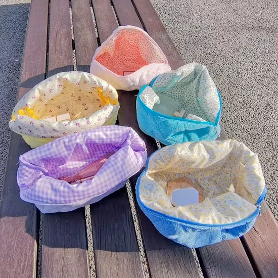 В наличии Синяя косметичка, хлопковая стеганая маленькая косметичка из махрового полотенца, косметичка на молнии